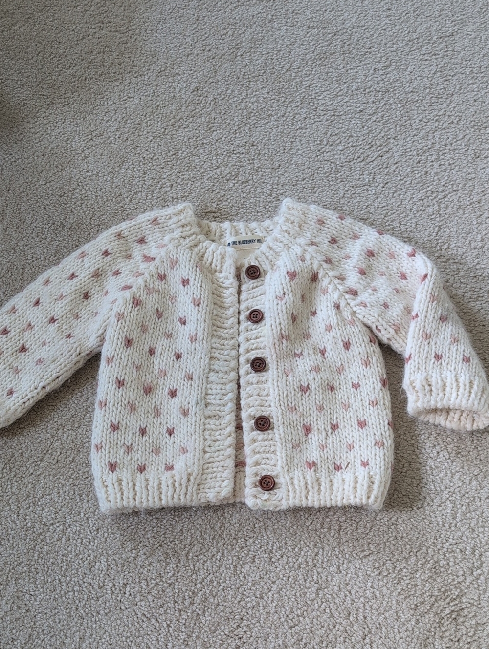 The Blueberry Hill Sawyer Heart Cardigan Sweater Cream Years Size 2-4